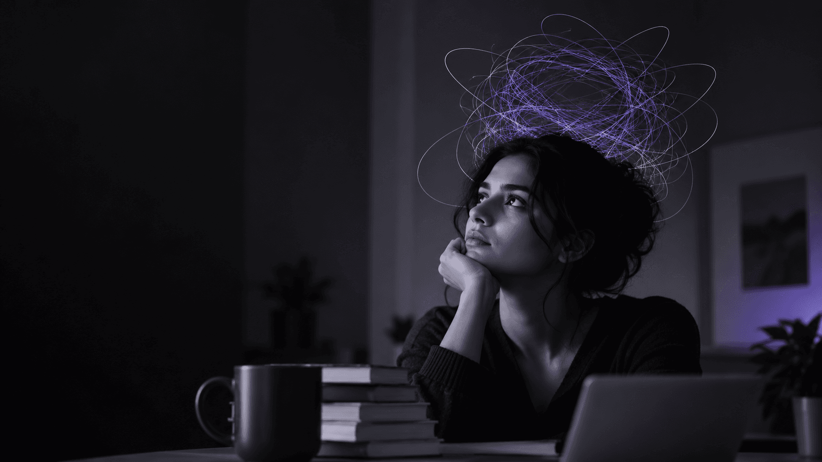 A person experiencing repetitive thoughts and overthinking